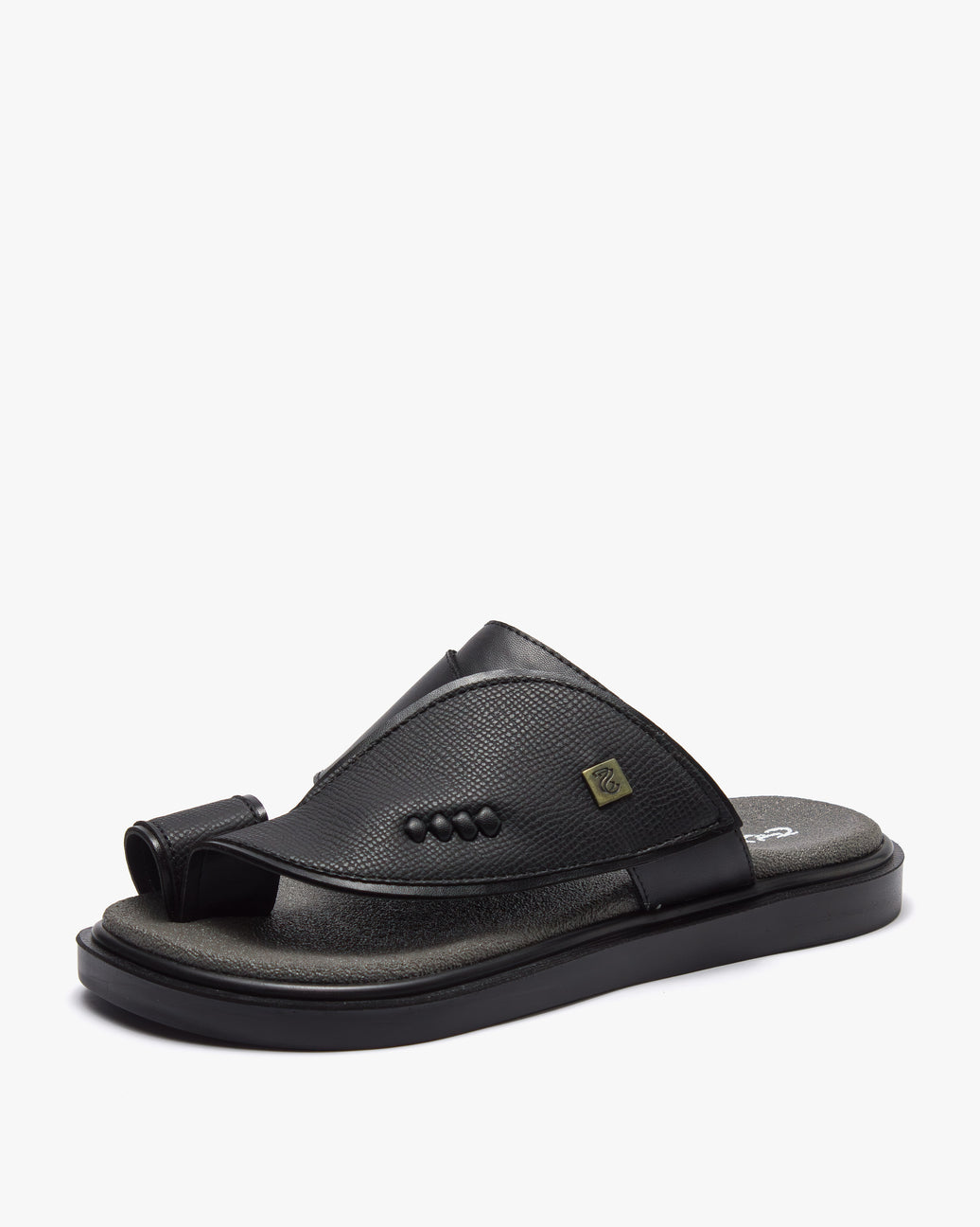 نعال شرقي عصري جلد فاخر (أسود&رصاصي)