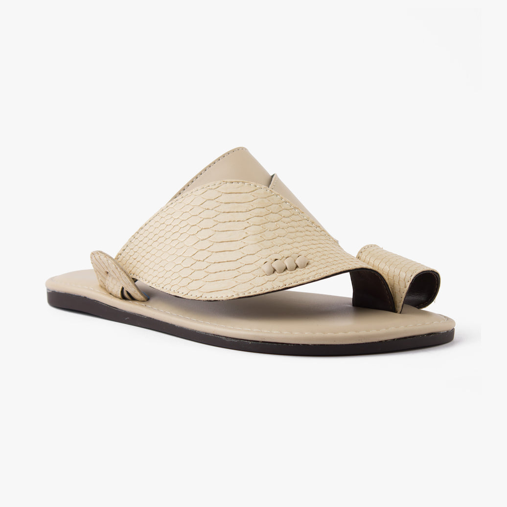 حذاء شرقي تركي شكل جلد الثعبان (بيج)