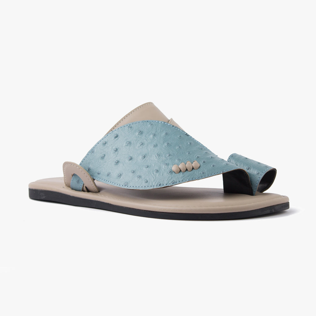 حذاء شرقي تركي شكل جلد التمساح (سماوي&بيج)