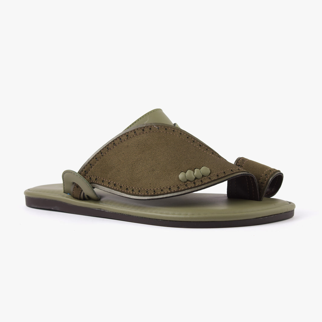 حذاء شرقي تركي جلد (زيتي)