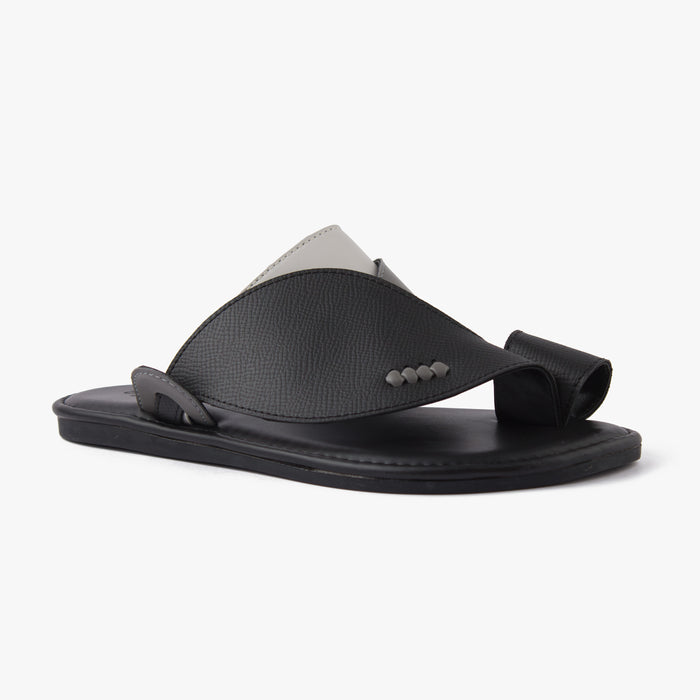 حذاء شرقي تركي جلد فاخر (أسود&رصاصي)