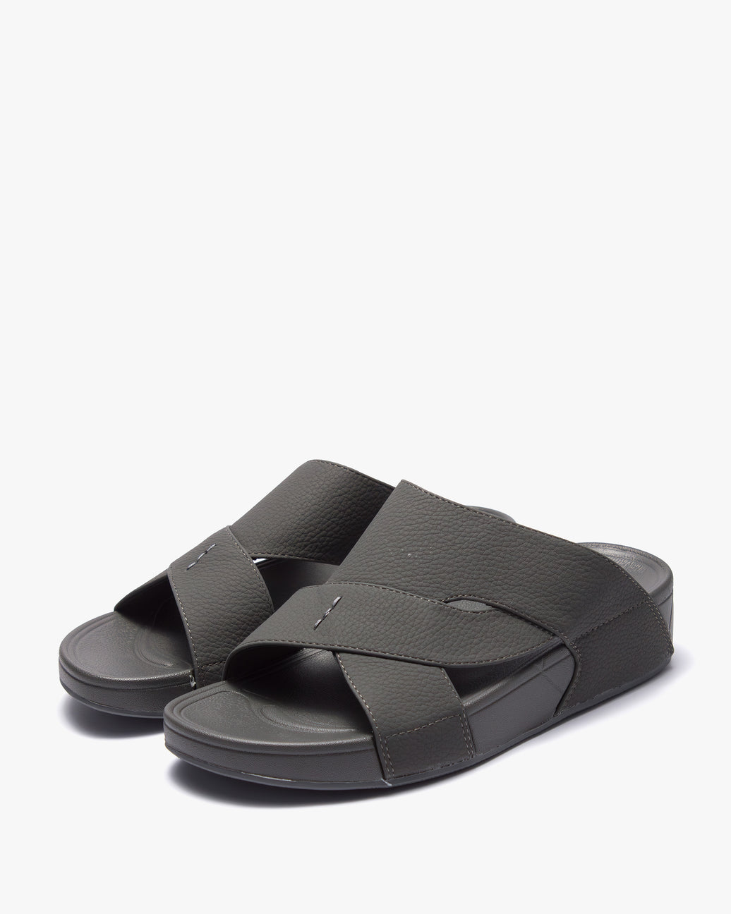 نعال رجالي مريح بتصميم متقاطع (رصاصي)