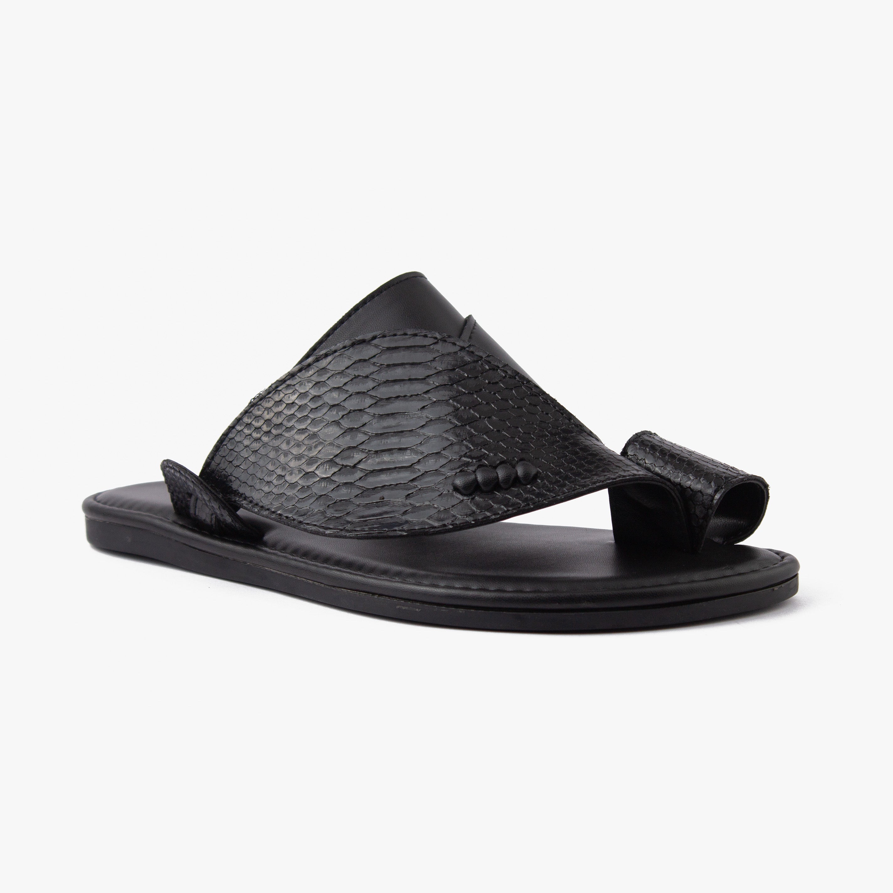 حذاء شرقي تركي شكل جلد الثعبان (أسود)