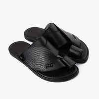 حذاء شرقي تركي شكل جلد الثعبان (أسود)