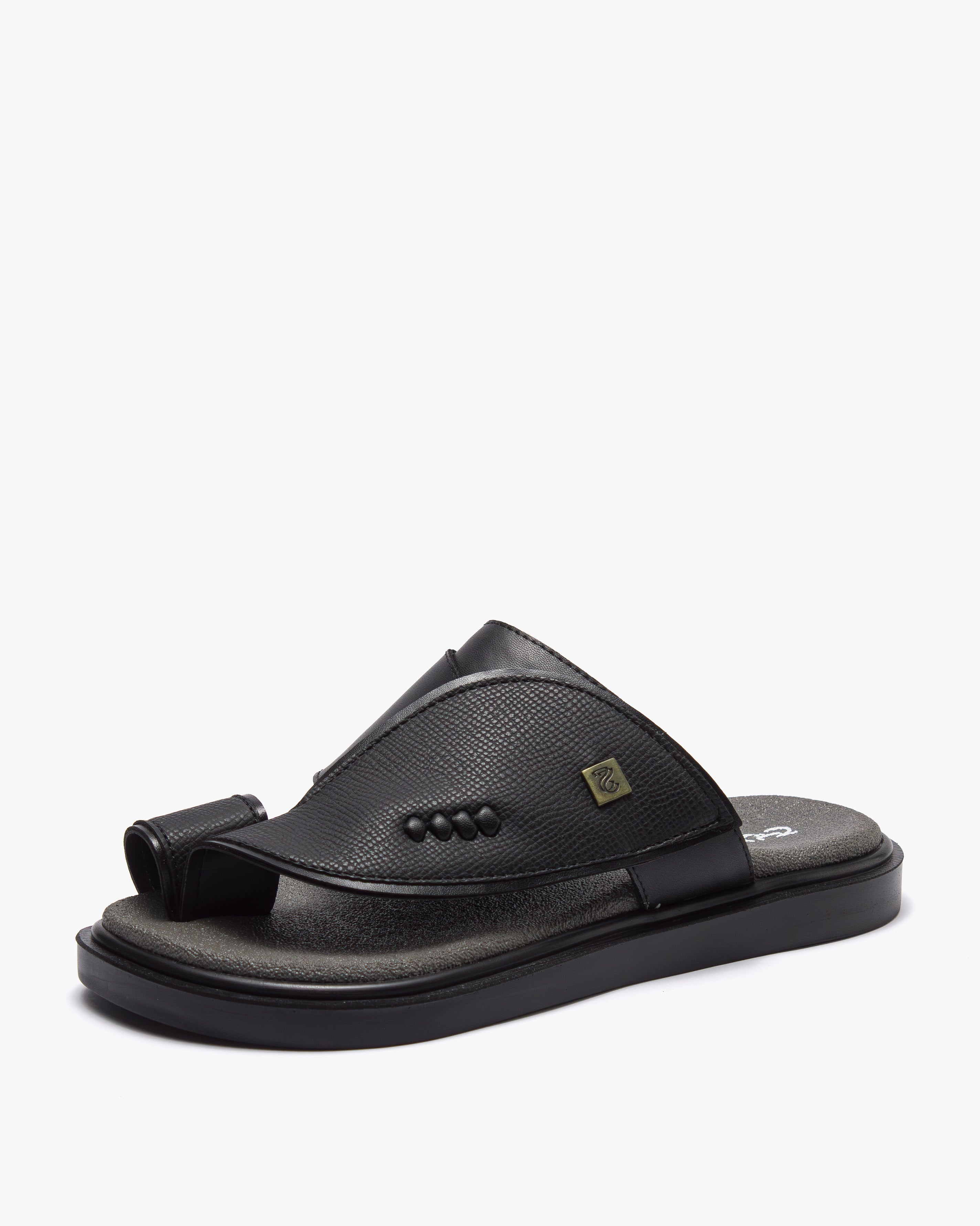 نعال شرقي عصري جلد فاخر (أسود&رصاصي)