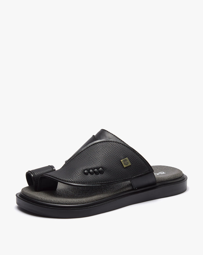 نعال شرقي عصري جلد فاخر (أسود&رصاصي)