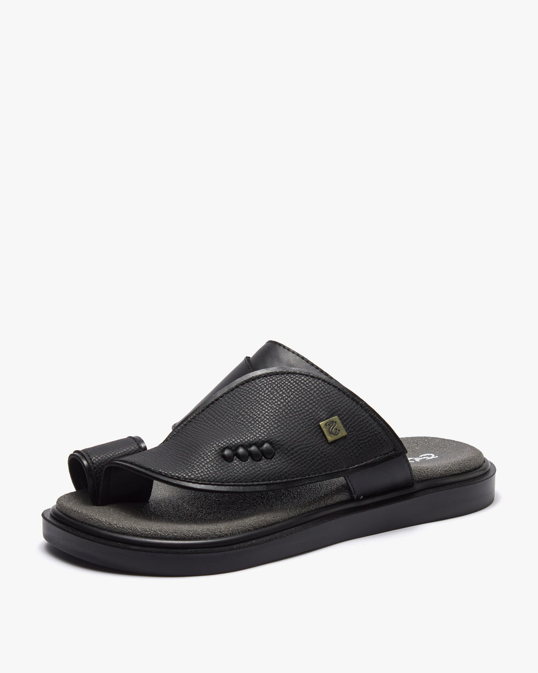 نعال شرقي عصري جلد فاخر (أسود&رصاصي)