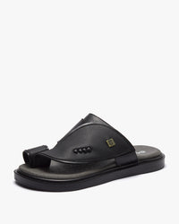 نعال شرقي عصري جلد فاخر (أسود&رصاصي)