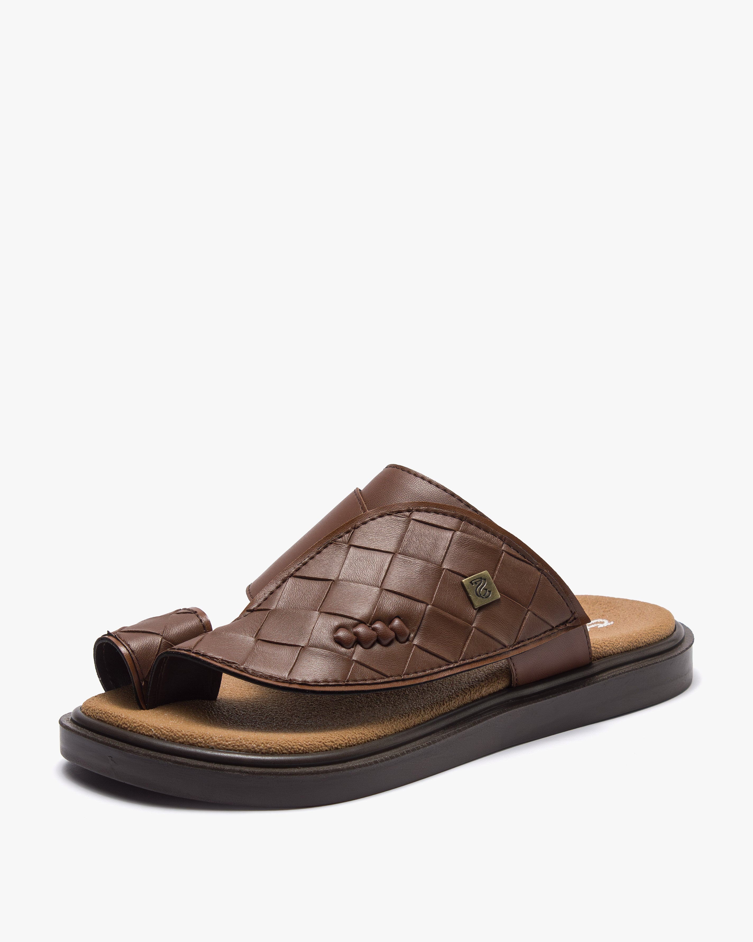 نعال شرقي عصري نقشة مجدولة (بني)