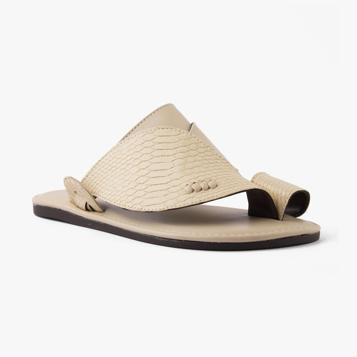 حذاء شرقي تركي شكل جلد الثعبان (بيج)