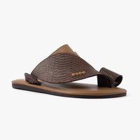 حذاء شرقي تركي شكل جلد الثعبان (بني)