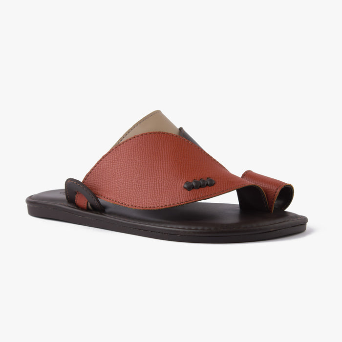 حذاء شرقي تركي جلد فاخر (بني&بيج)