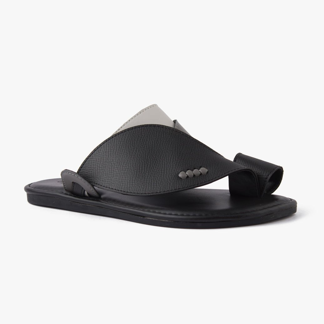 حذاء شرقي تركي جلد فاخر (أسود&رصاصي)