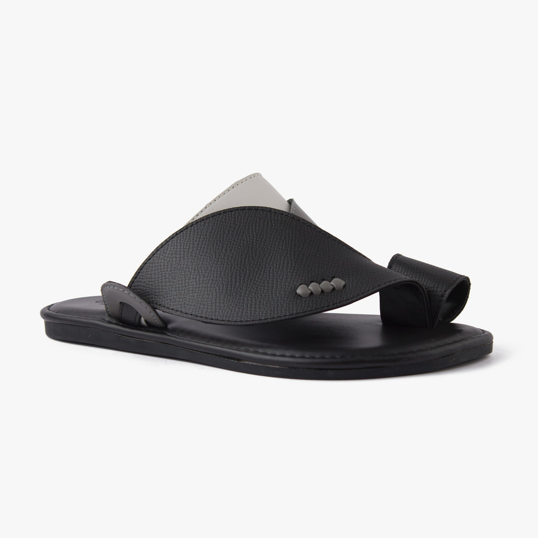 حذاء شرقي تركي جلد فاخر (أسود&رصاصي)