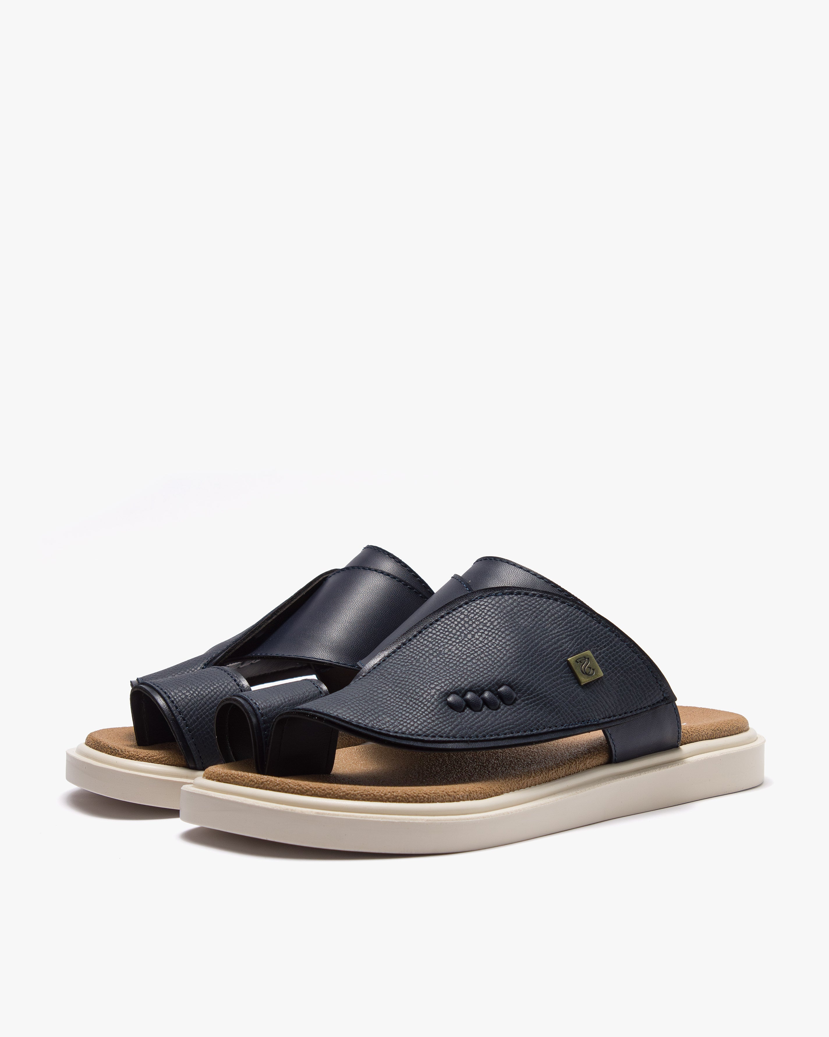 نعال شرقي عصري جلد فاخر (كحلي&بيج)