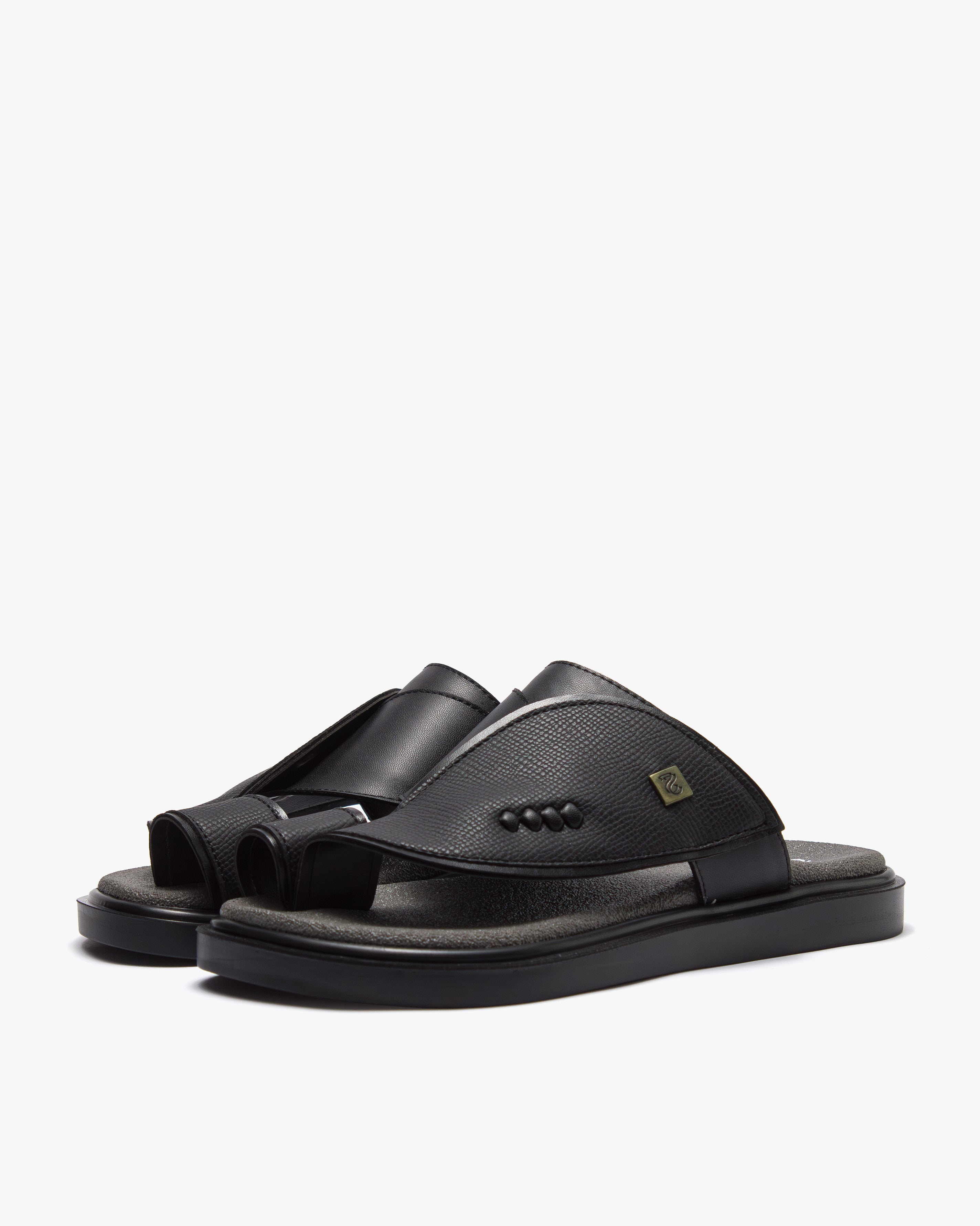 نعال شرقي عصري جلد فاخر (أسود&رصاصي)