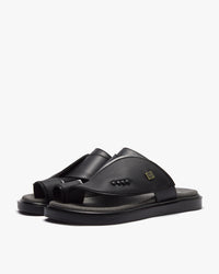 نعال شرقي عصري جلد فاخر (أسود&رصاصي)