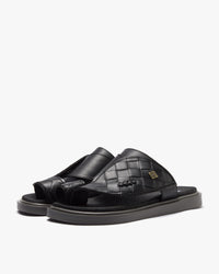 نعال شرقي عصري نقشة مجدولة (أسود&رصاصي)