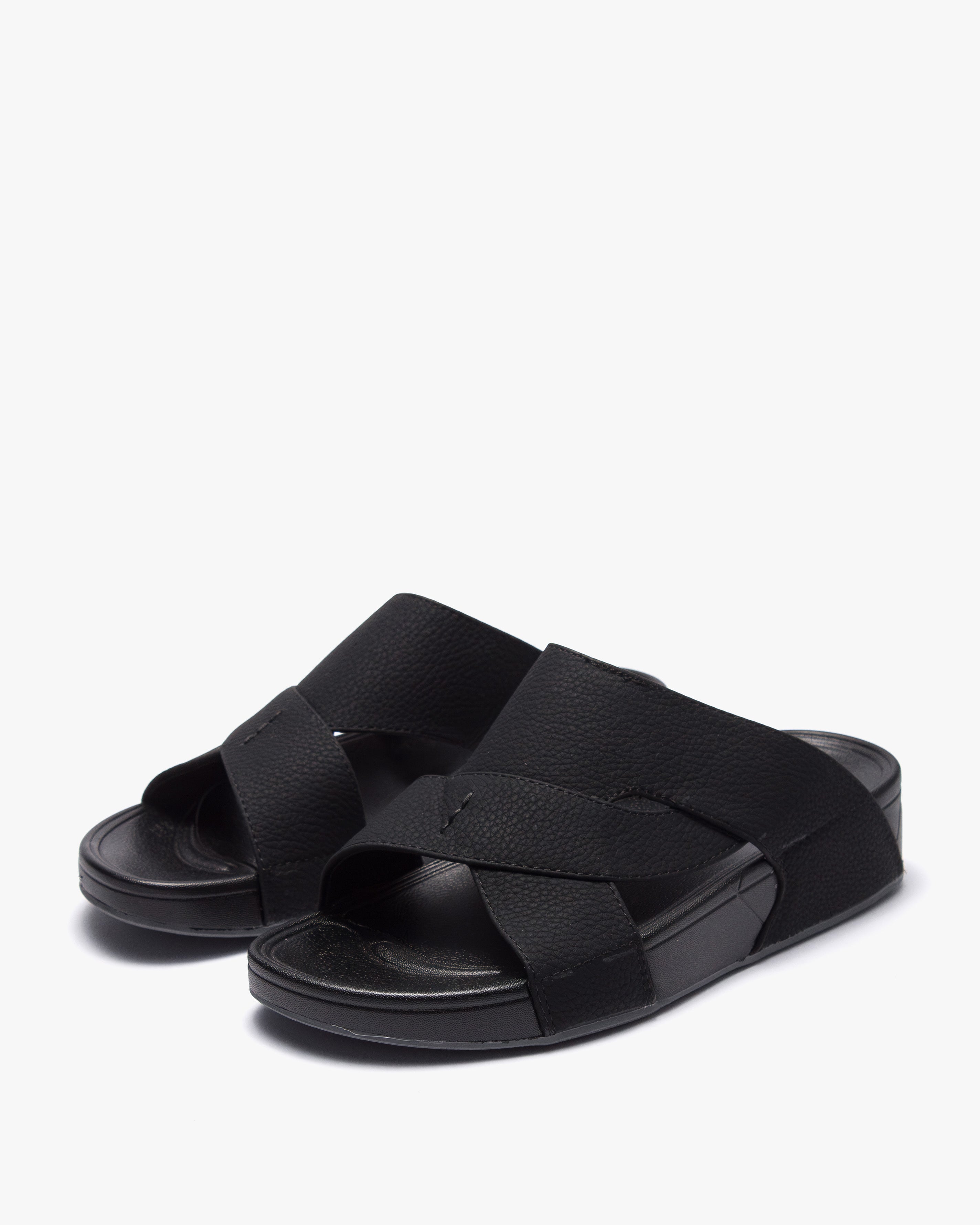 نعال رجالي مريح بتصميم متقاطع (أسود)
