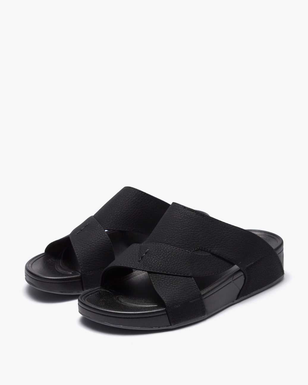 نعال رجالي مريح بتصميم متقاطع (أسود)