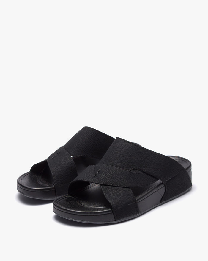 نعال رجالي مريح بتصميم متقاطع (أسود)