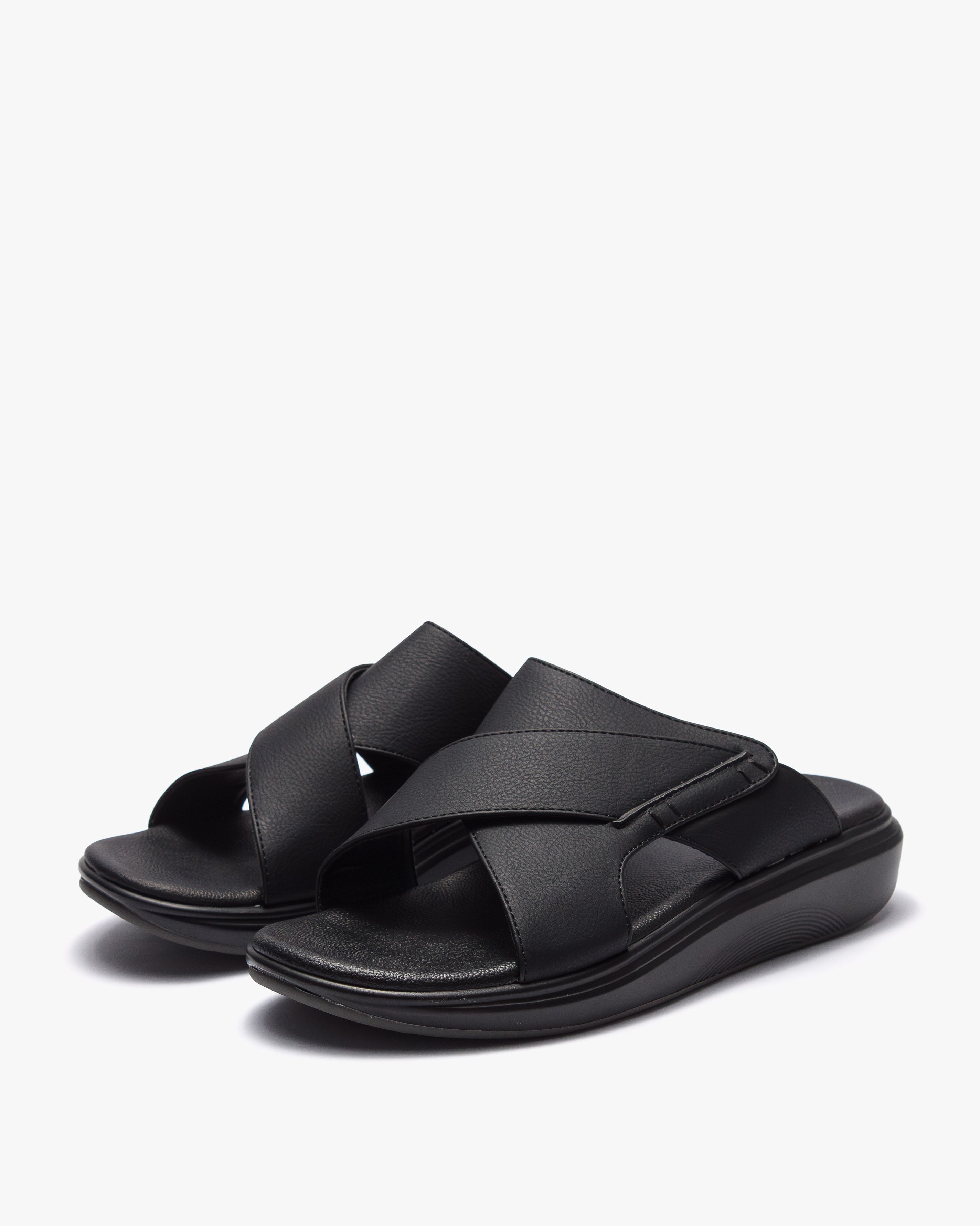 نعال مريح بتصميم متقاطع (أسود)