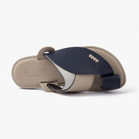 حذاء شرقي تركي جلد فاخر (كحلي&بيج)