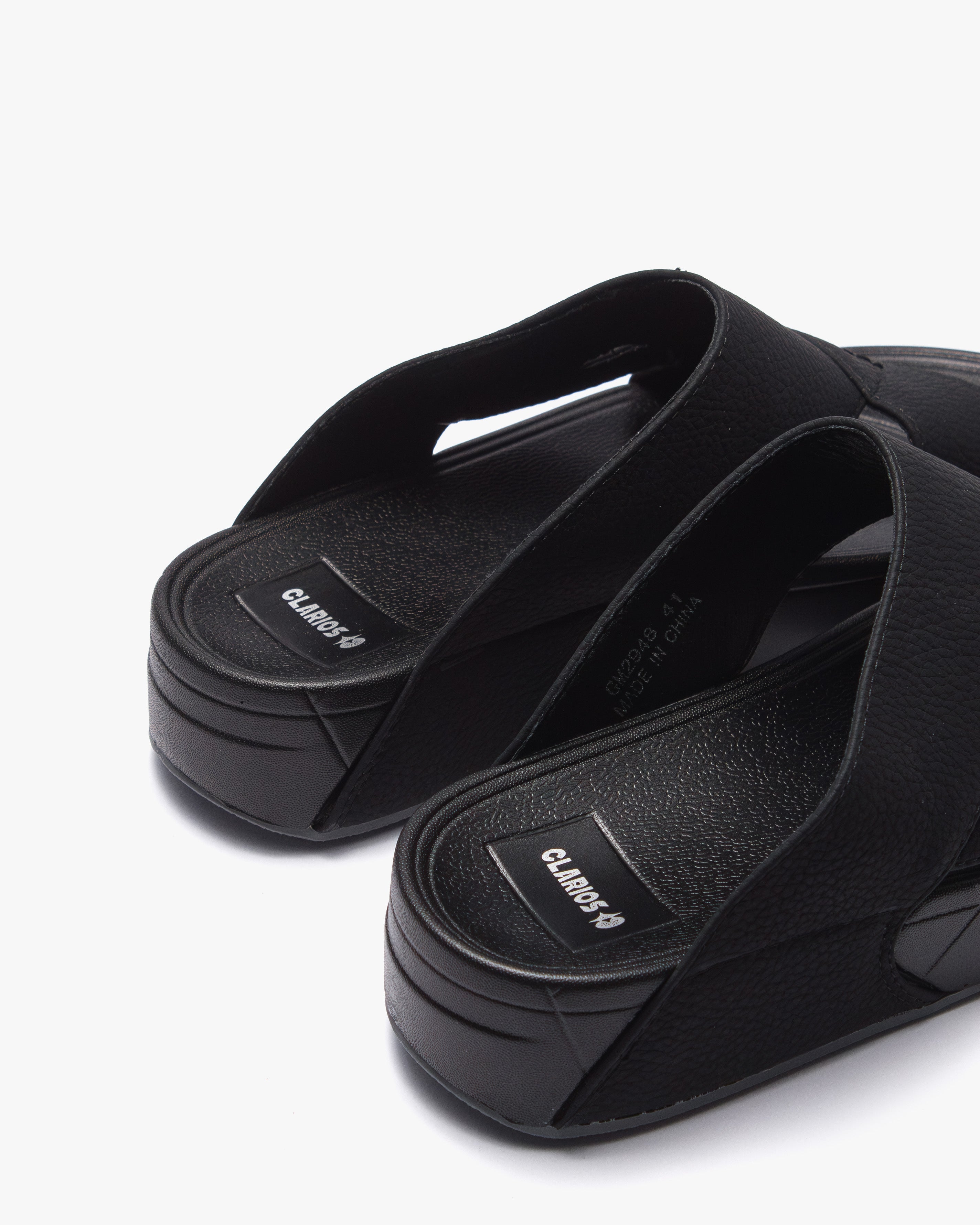 نعال رجالي مريح بتصميم متقاطع (أسود)