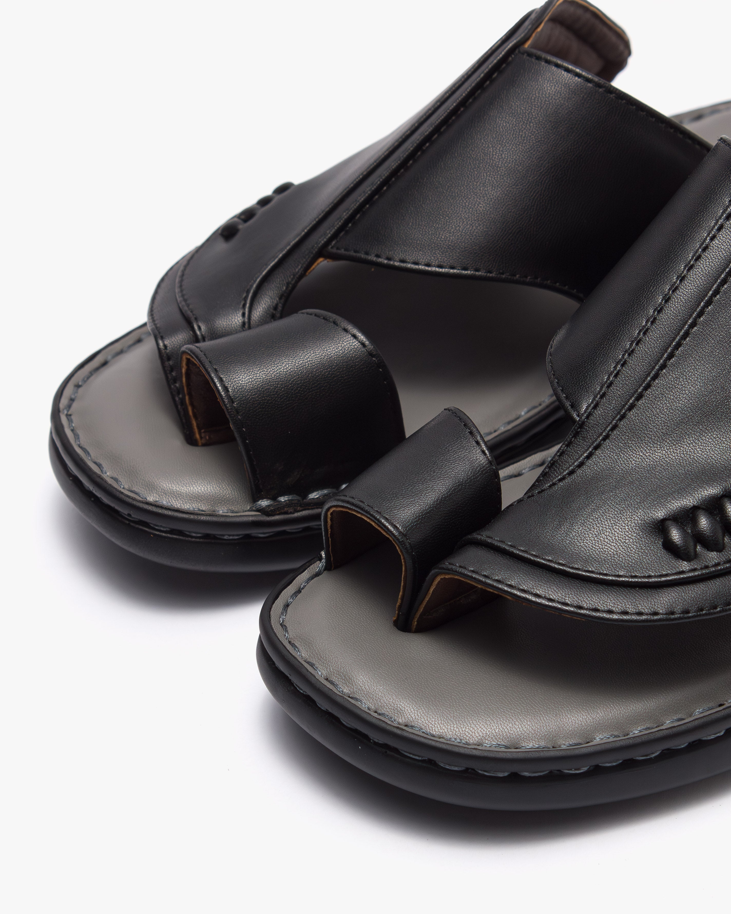 حذاء شرقي طبي خياطة يدوية (أسود&رصاصي)