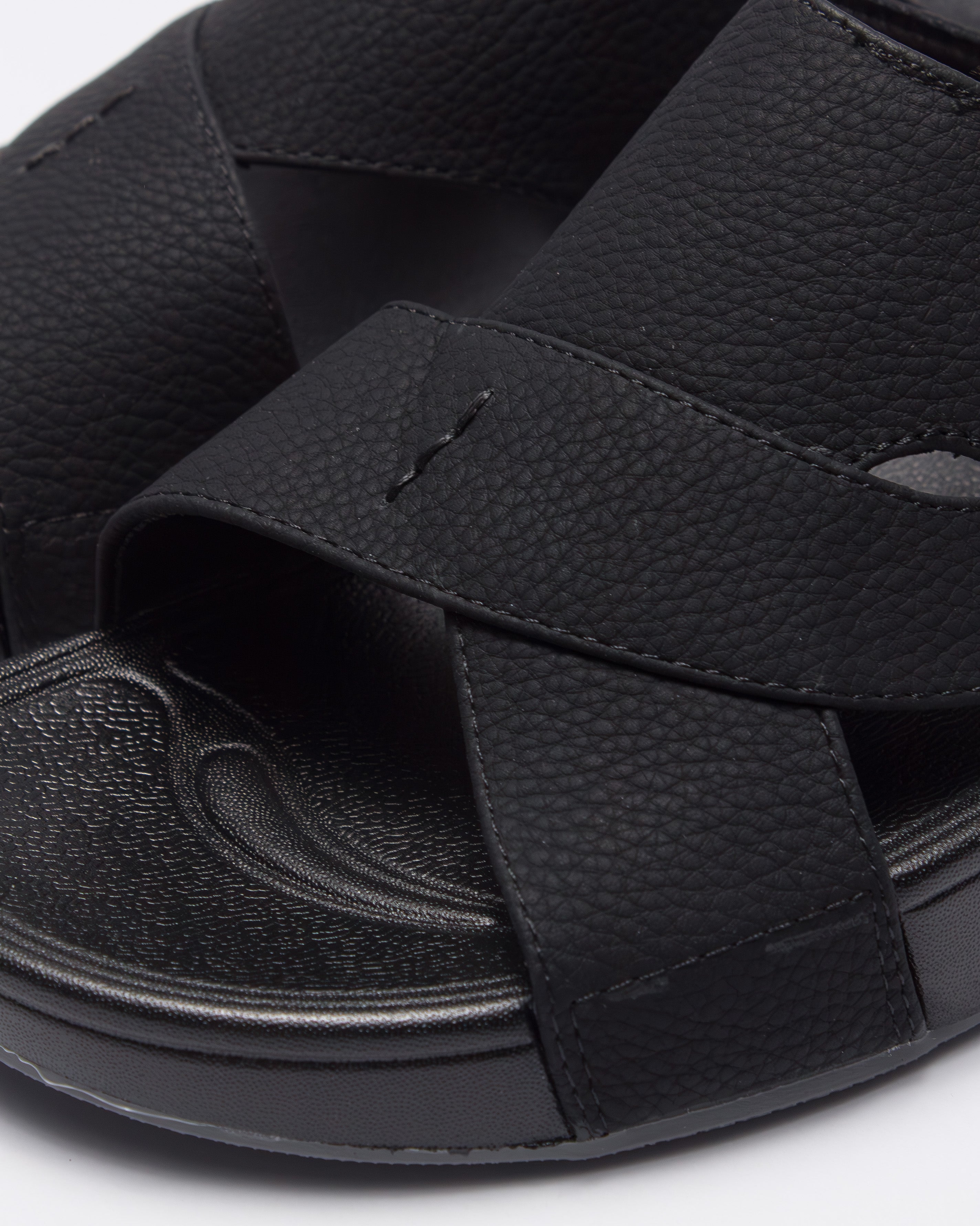 نعال رجالي مريح بتصميم متقاطع (أسود)