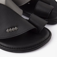 حذاء شرقي تركي جلد فاخر (أسود&رصاصي)