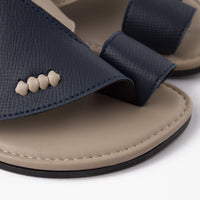 حذاء شرقي تركي جلد فاخر (كحلي&بيج)