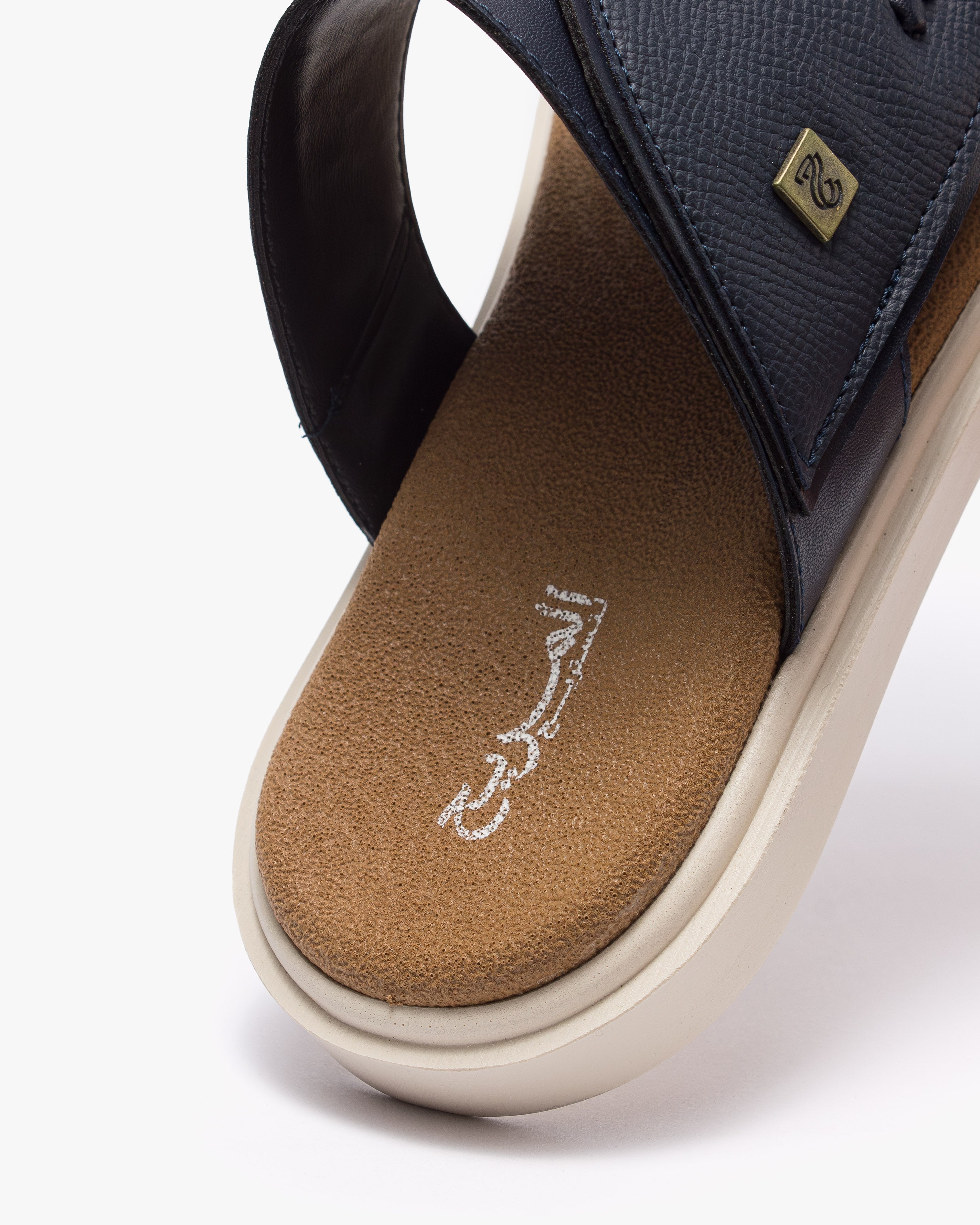 نعال شرقي عصري جلد فاخر (كحلي&بيج)