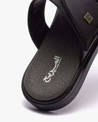 نعال شرقي عصري جلد فاخر (أسود&رصاصي)