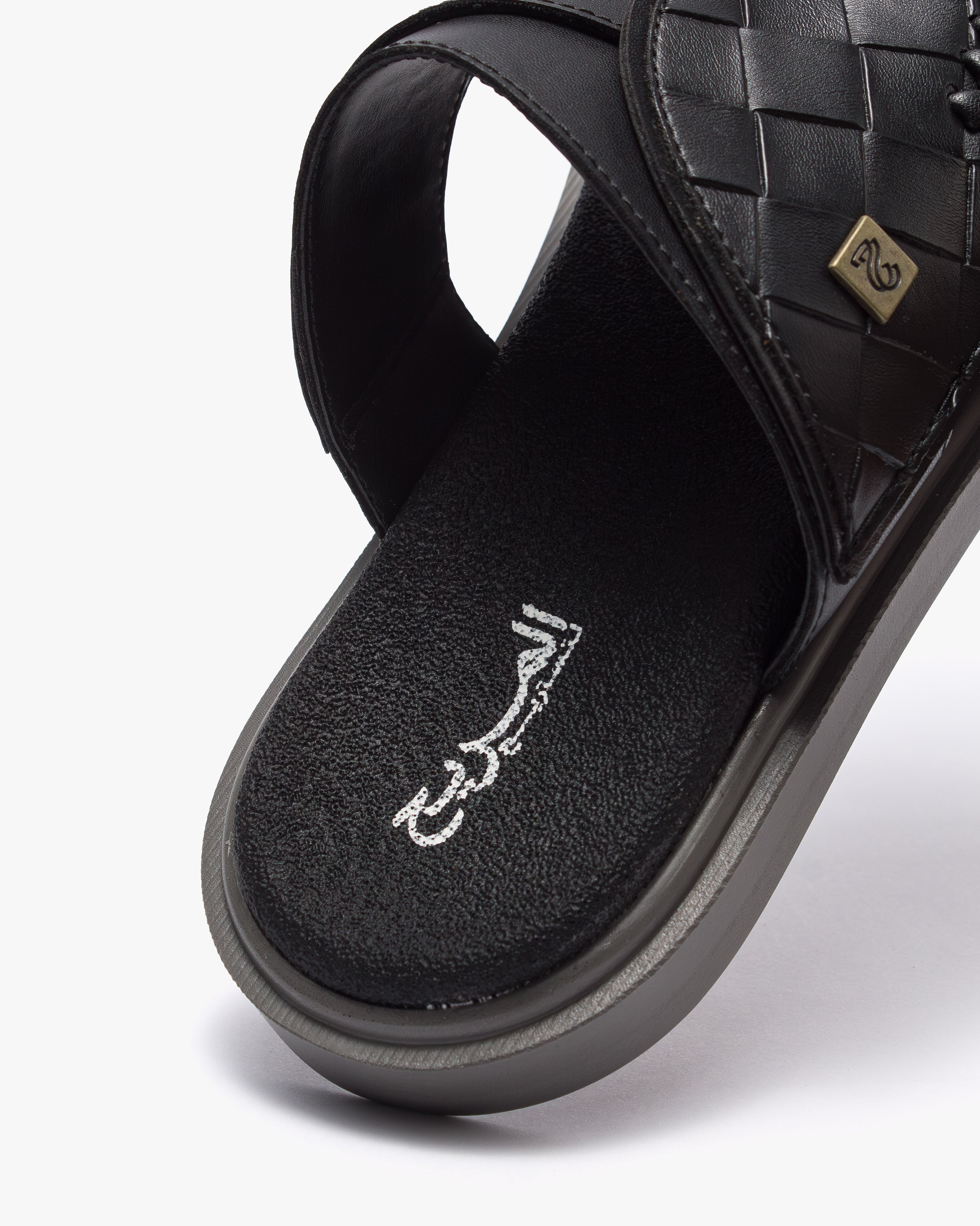 نعال شرقي عصري نقشة مجدولة (أسود&رصاصي)