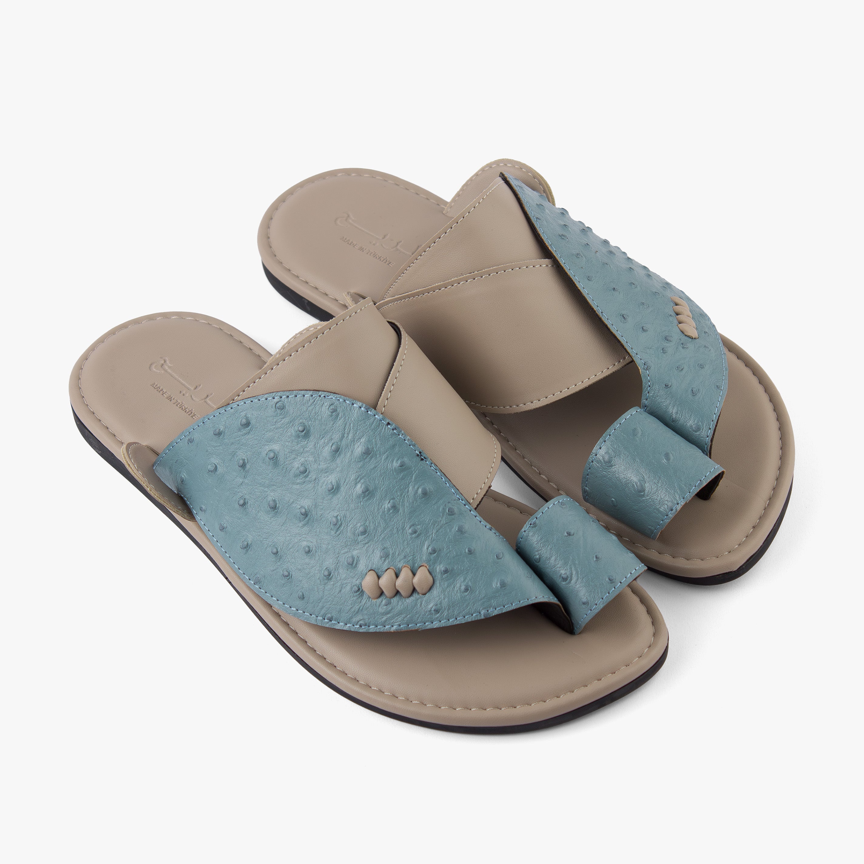 حذاء شرقي تركي شكل جلد التمساح (سماوي&بيج)