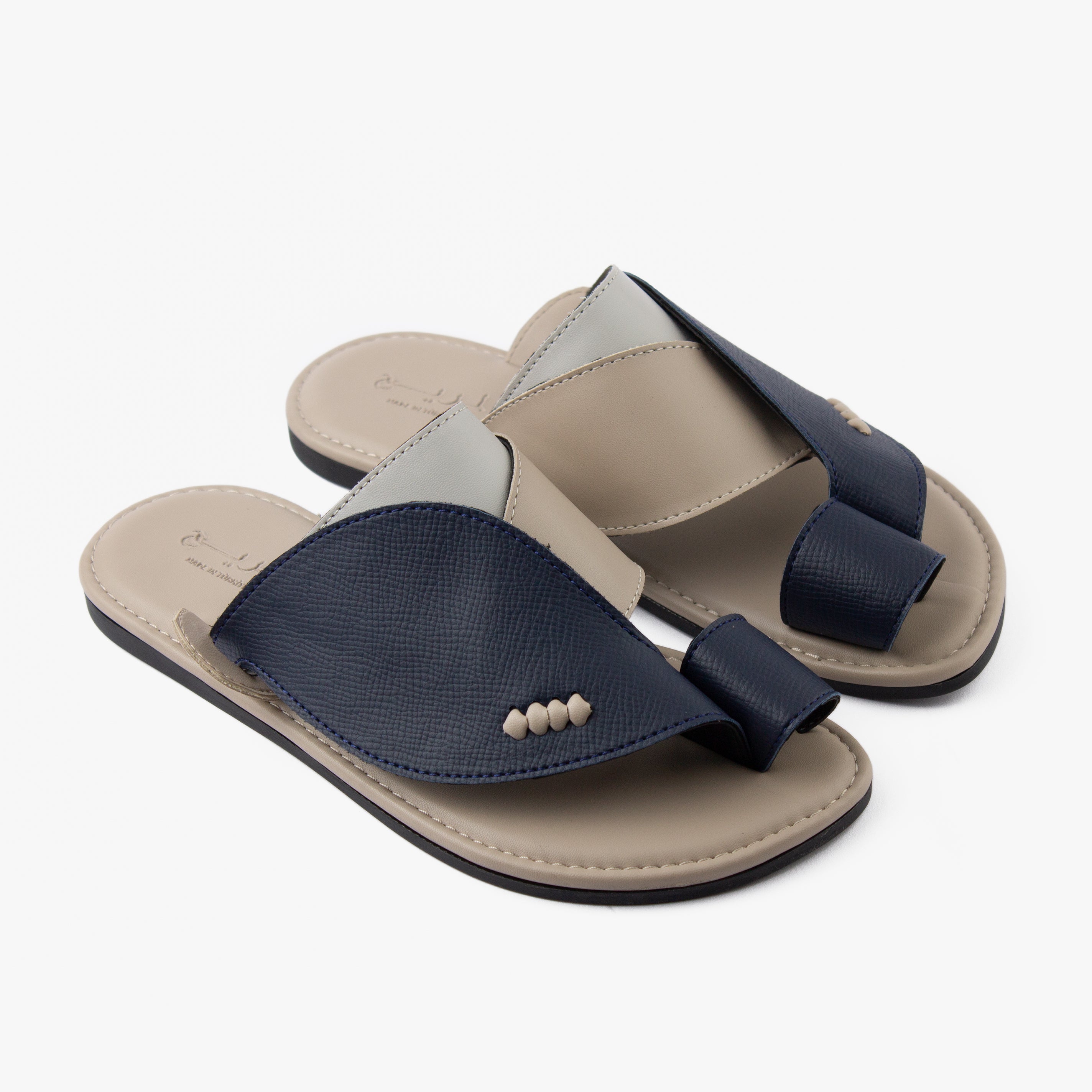 حذاء شرقي تركي جلد فاخر (كحلي&بيج)