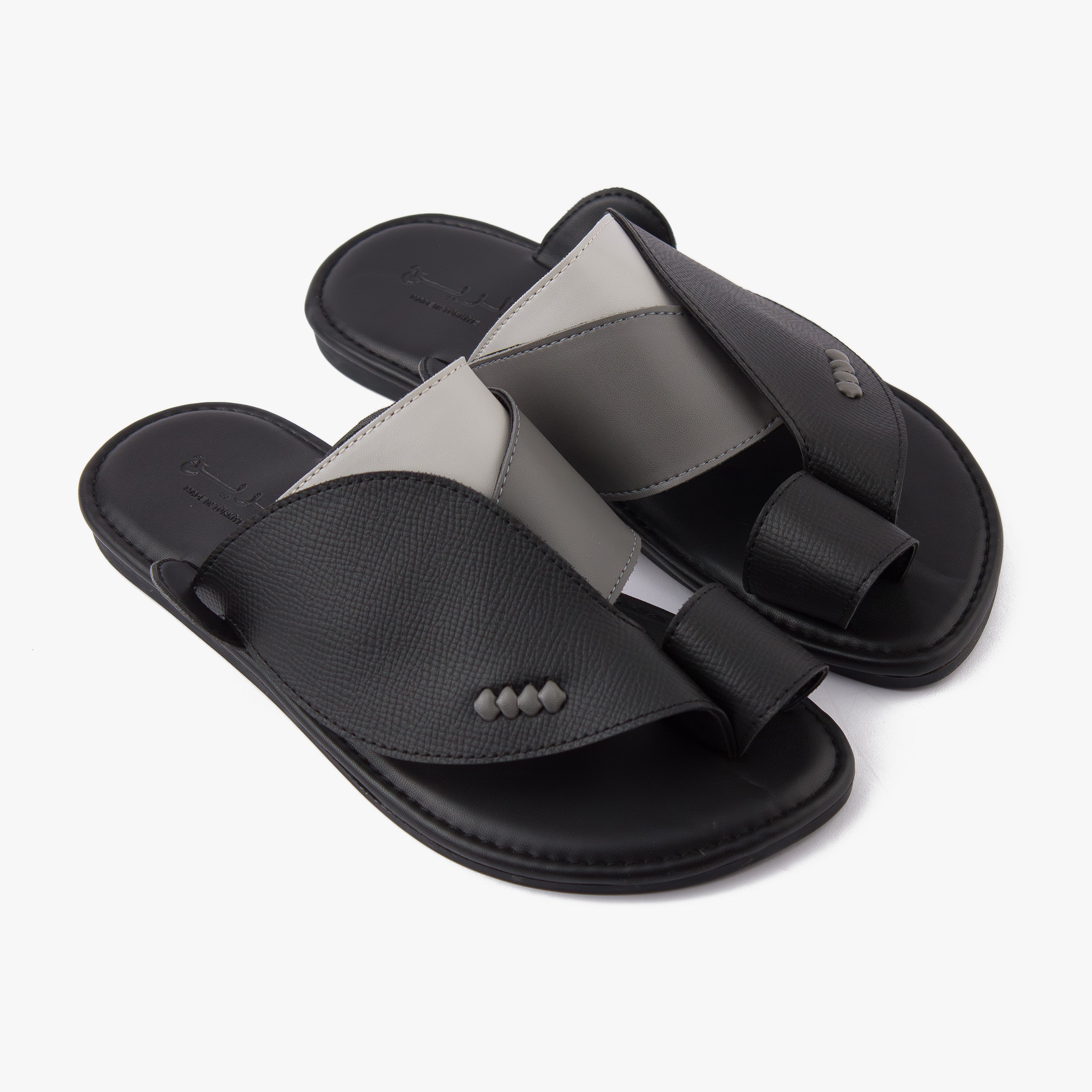 حذاء شرقي تركي جلد فاخر (أسود&رصاصي)