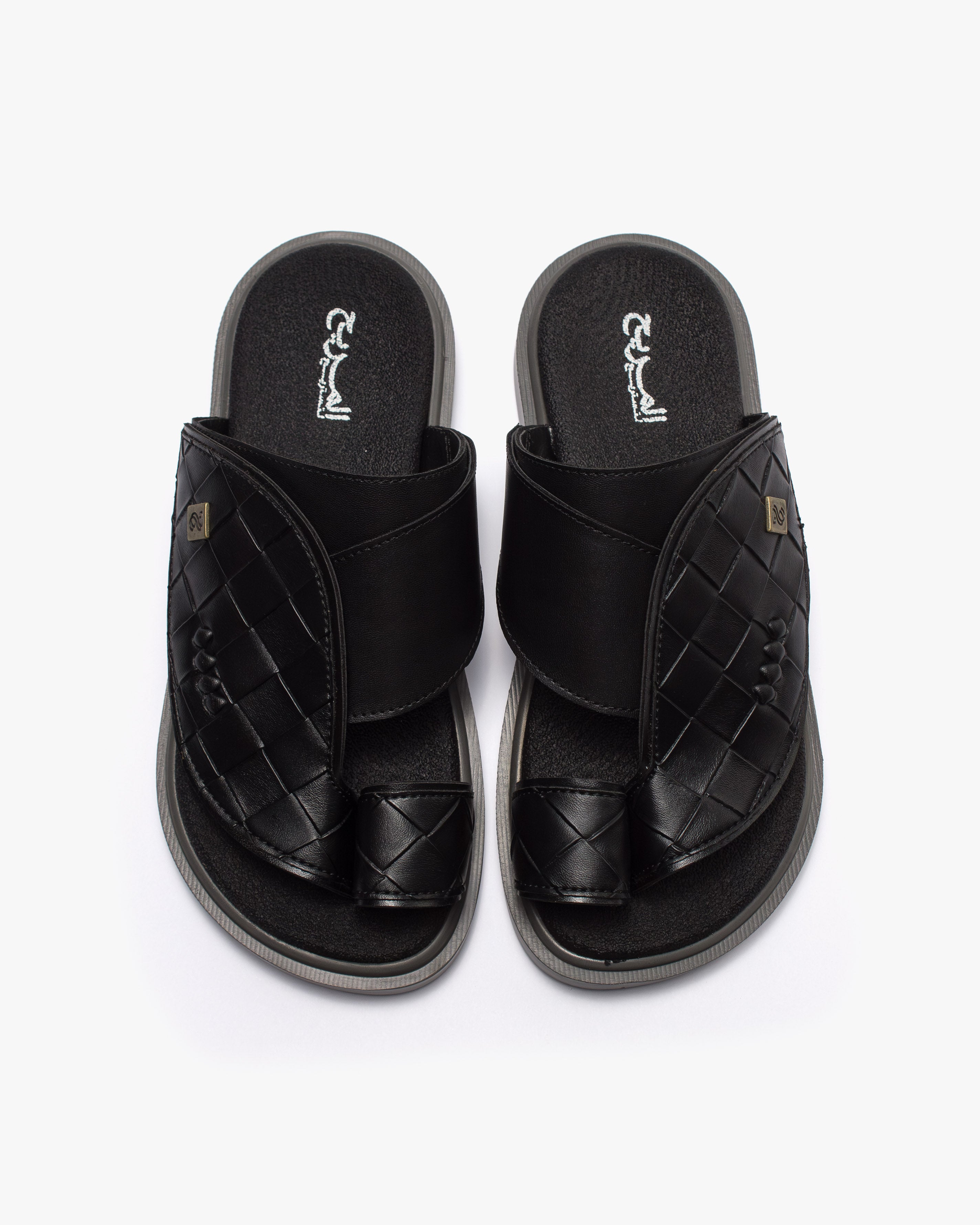 نعال شرقي عصري نقشة مجدولة (أسود&رصاصي)