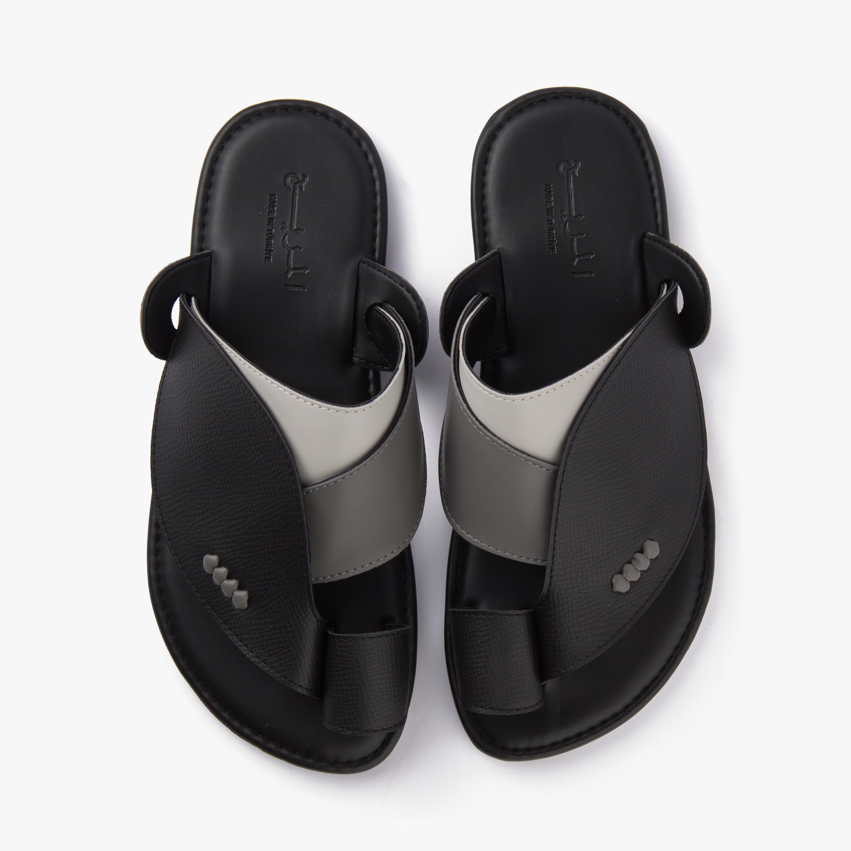 حذاء شرقي تركي جلد فاخر (أسود&رصاصي)