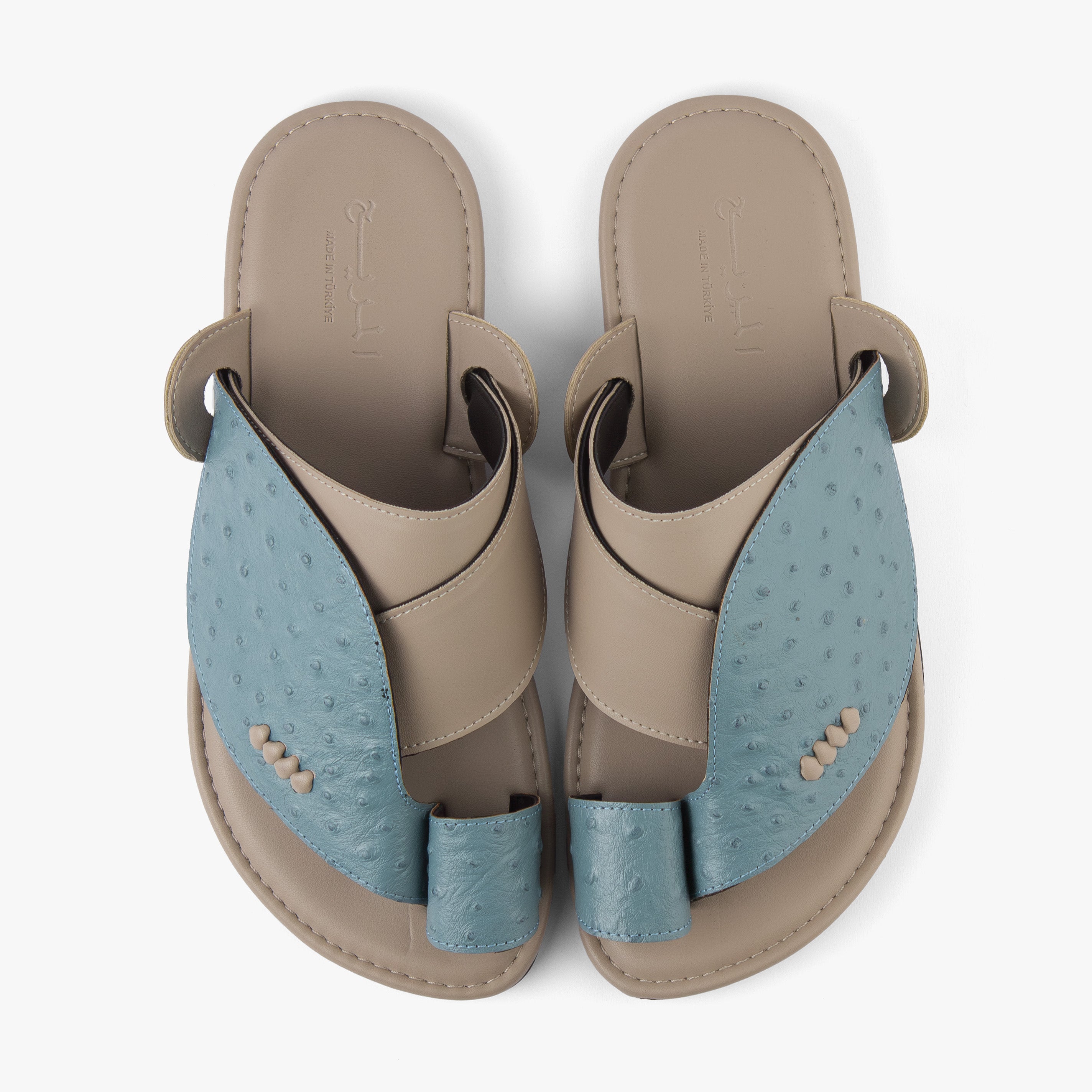 حذاء شرقي تركي شكل جلد التمساح (سماوي&بيج)